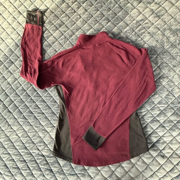 The North Face Womens Quarter-Zip Fleece Pullover Burgundy/Black M - Picture 2 of 5